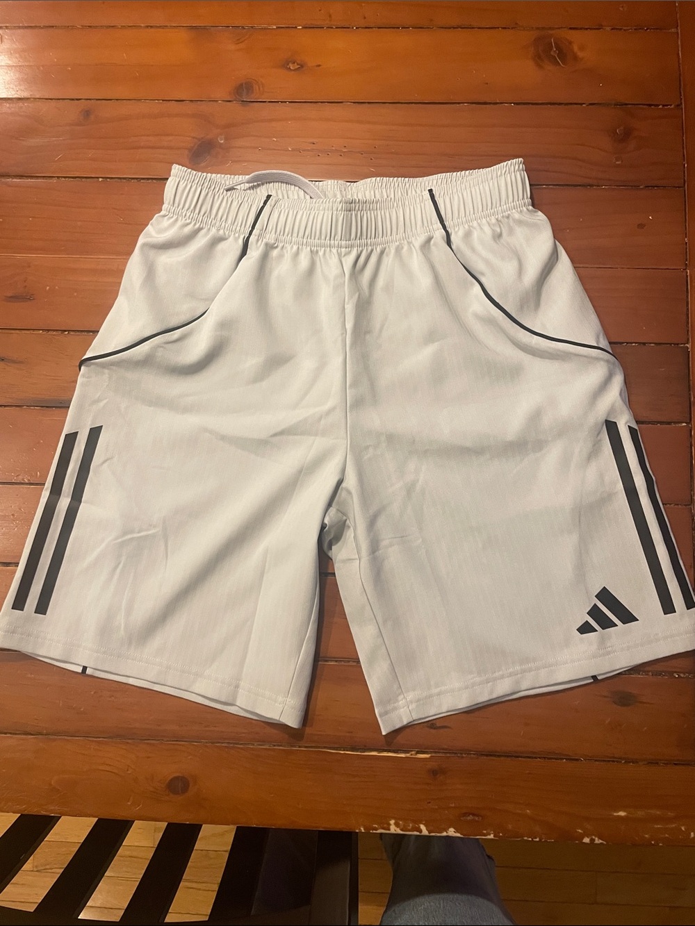 adidas Light Gray Athletic Shorts with Black Accents